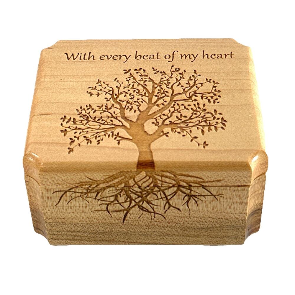 Handcrafted Wooden Keepsake Box Tree of Life “With Every Beat Of My Heart” Small